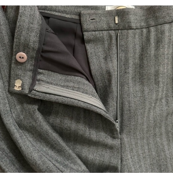 Vintage Stylish Talbots Wool Blend Gray Women’s Striped Straight Leg Trousers - Picture 7 of 13